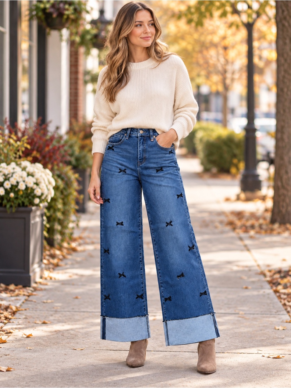 Risen Jeans Wide Leg Blue Jeans - Women - Picture 2 of 4